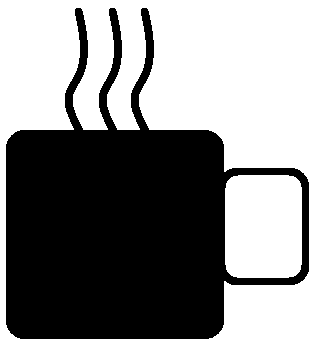 Coffee cup with three steam whisps